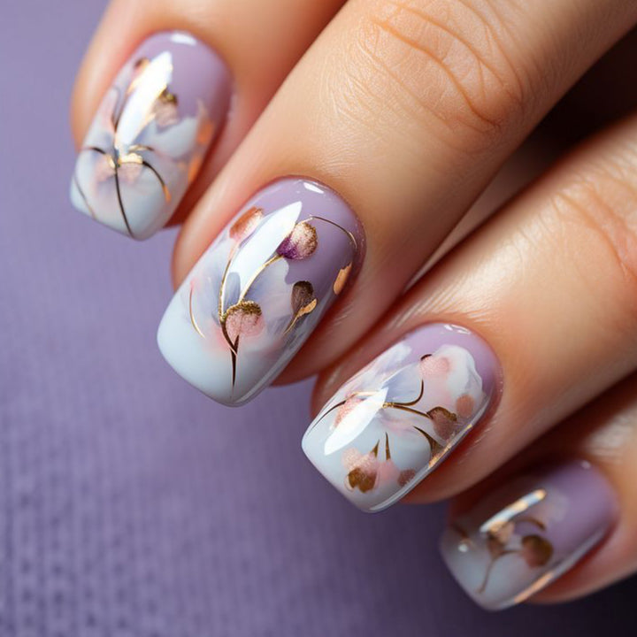 Elegant Floral Gel Nail Art Extensions Bowlift