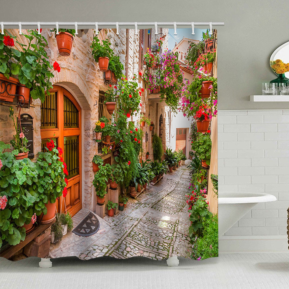Floral Lane-Inspired Shower Curtain Bowlift