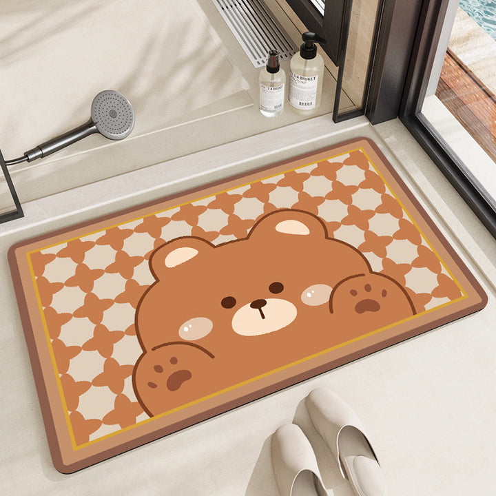 Cute Cartoon Pet-Themed Bath Mat Bowlift