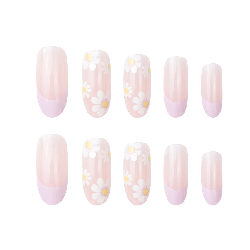 Floral Motif Long Press-On Nails Bowlift