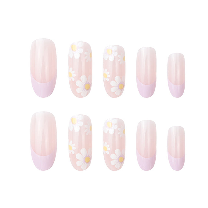 Floral Motif Long Press-On Nails Bowlift