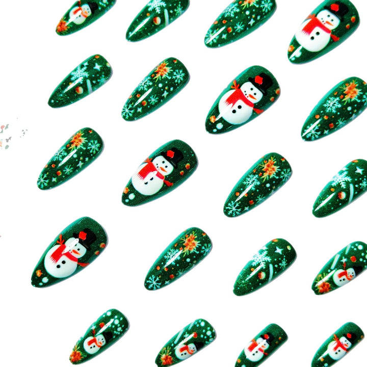 Artificial nails with festive snowman design Bowlift