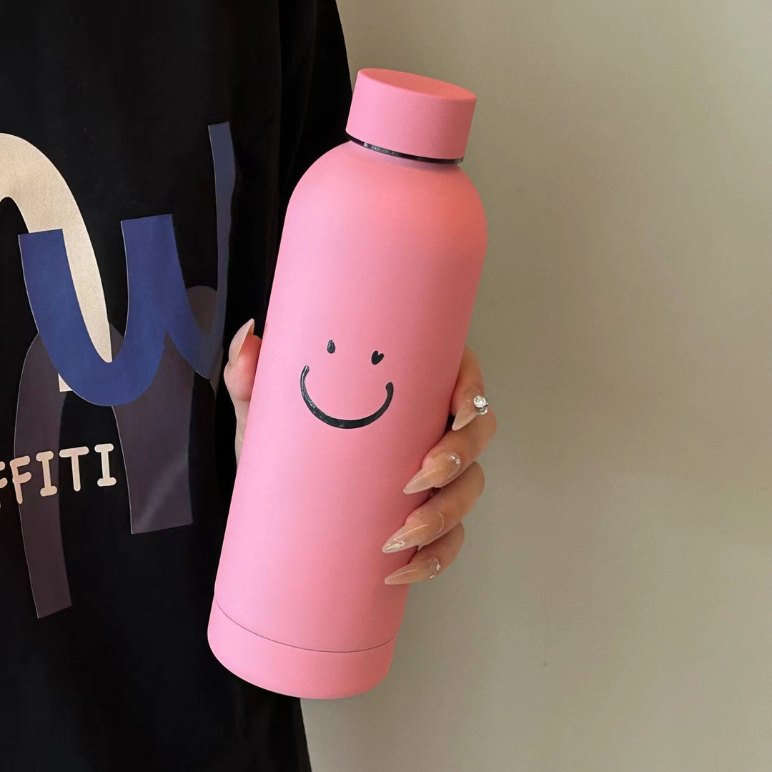Unisex double-walled stainless steel water bottle with matte powder coating, non-slip surface and leak-proof screw cap Bowlift