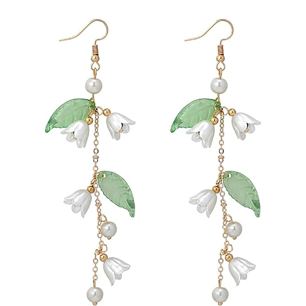 Floral Pearl Dangle Earrings Bowlift