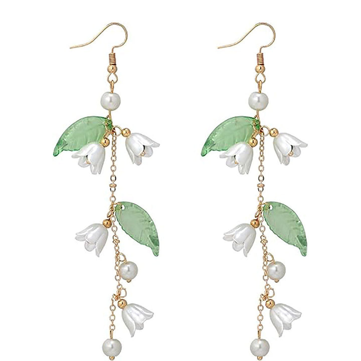 Floral Pearl Dangle Earrings Bowlift