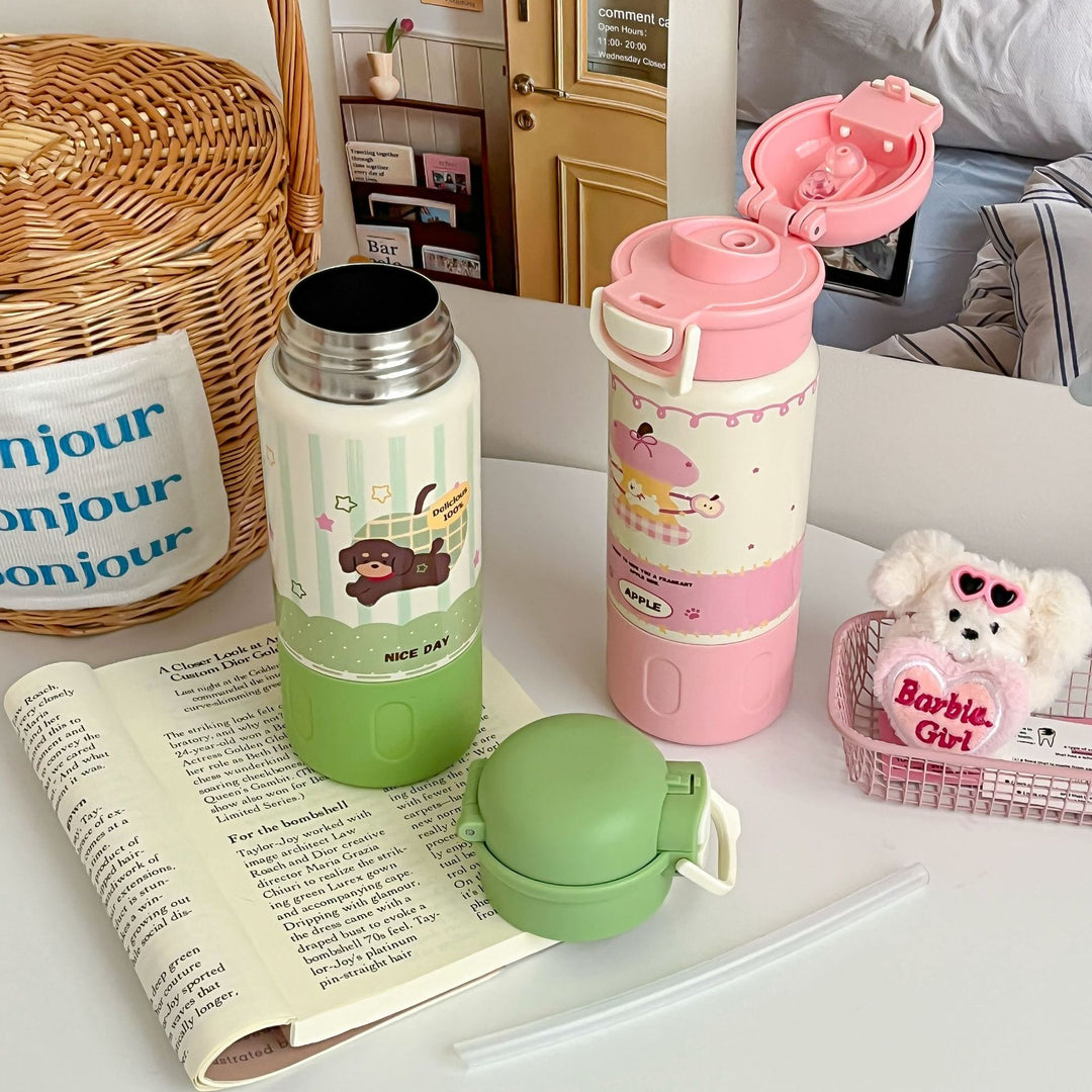 Ladies Insulated Water Bottle with Cheerful Dog Design Bowlift