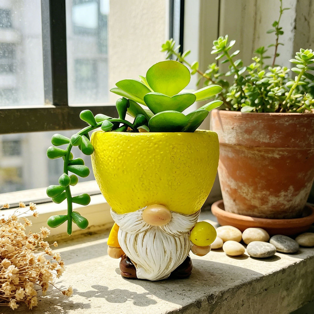 Original flower pot figure with gnome motif Bowlift