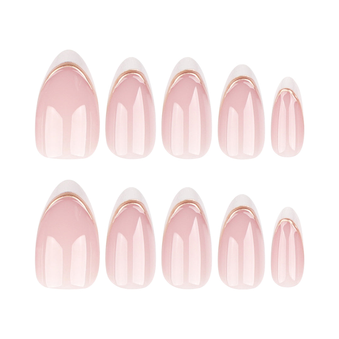 Elegant artificial nails with high-quality French design Bowlift