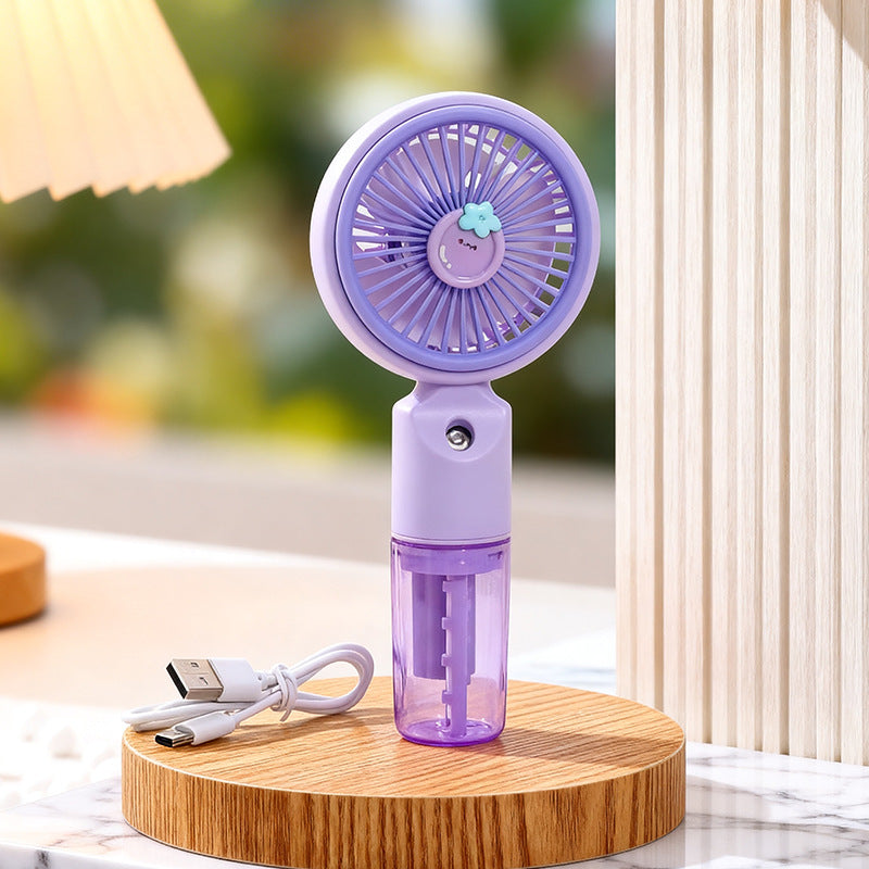 Women Portable Spray Fan with USB Connection and Innovative Design Bowlift