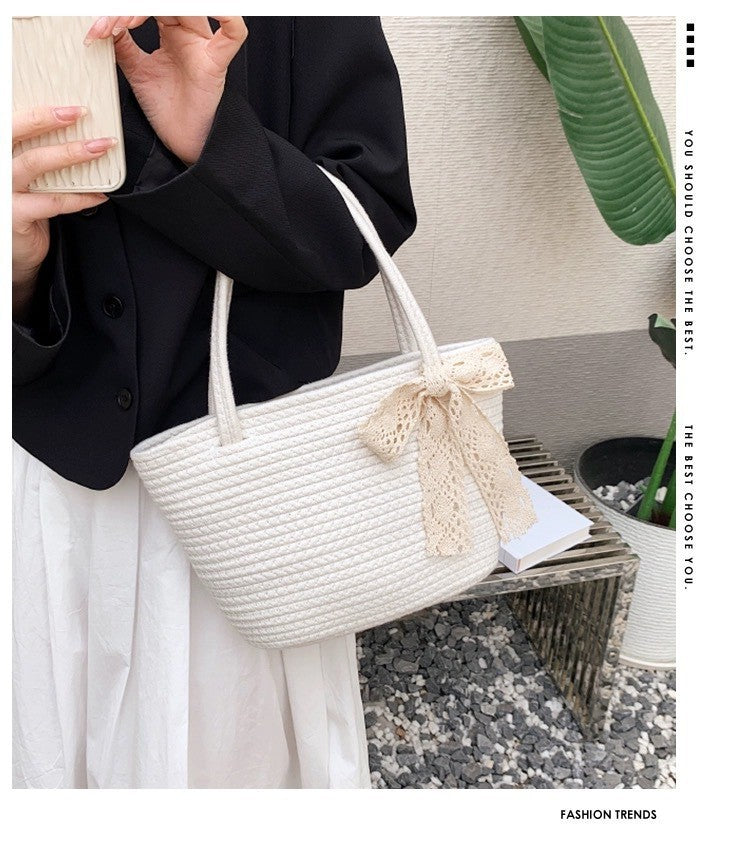 Women's handbag with decorative crochet tape Bowlift