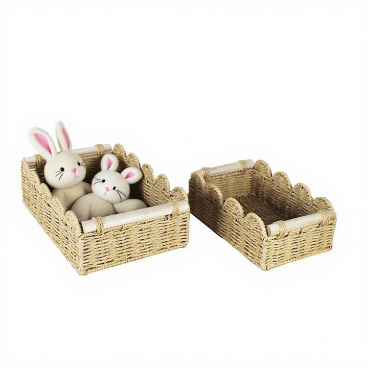 Scalloped Woven Storage Basket Bowlift