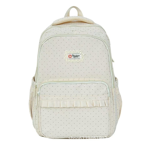 Stylish Polka Dot Ruffled Backpack Bowlift