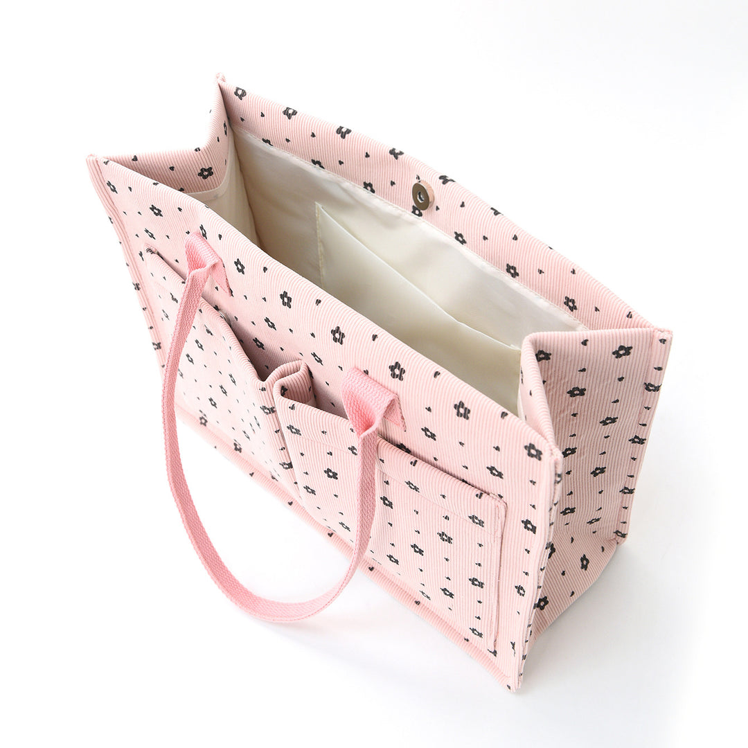Shopping bag with floral pattern and practical exterior pockets Bowlift