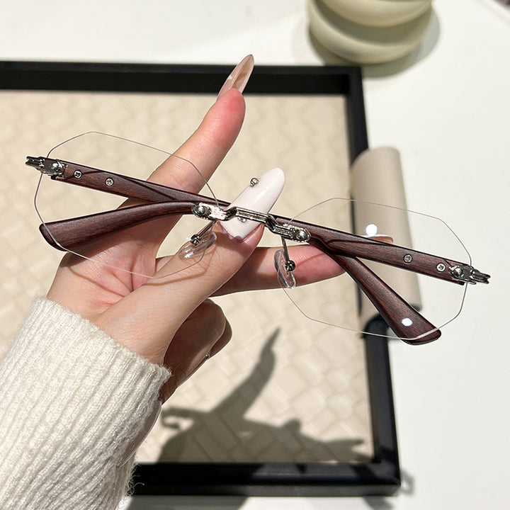 Women's futuristic sunglasses with geometric frame and wood details Bowlift
