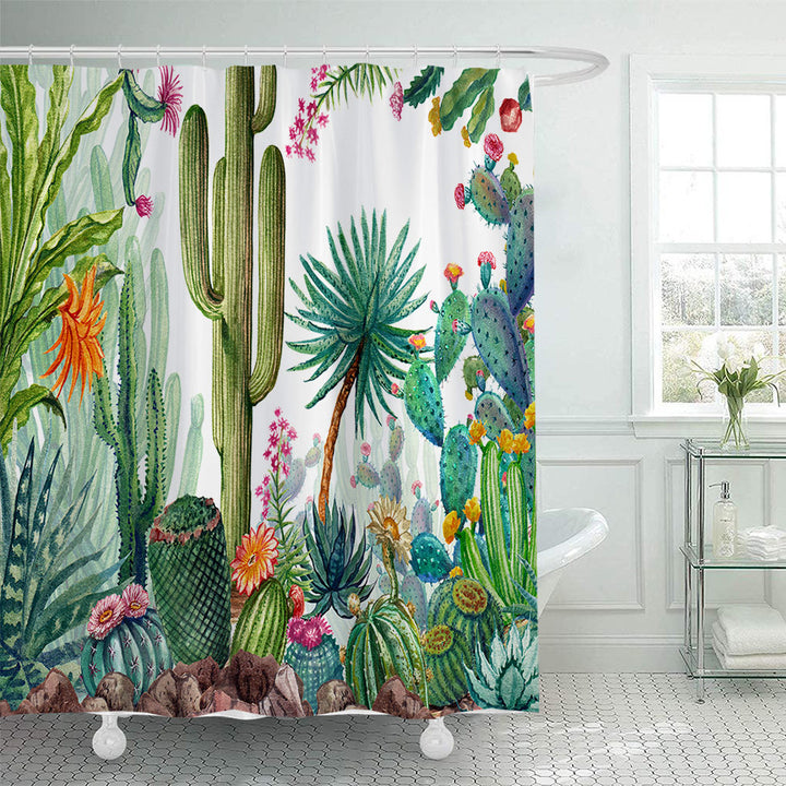 Cactus Garden-Themed Shower Curtain Bowlift
