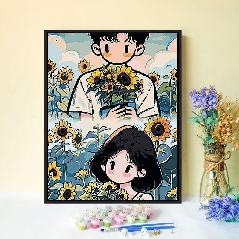 Playful Illustrated Couple Wall Art Bowlift
