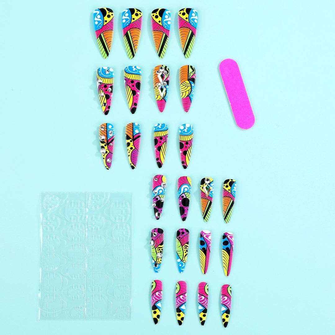 Creative Nail Art with Colorful Design Bowlift