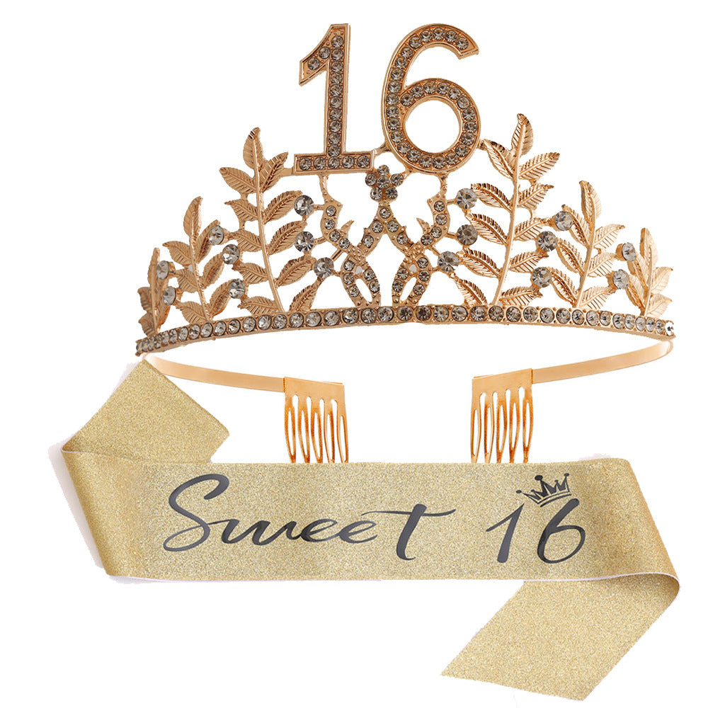Women's Glamorous Birthday Crown with Shining Rhinestones Bowlift