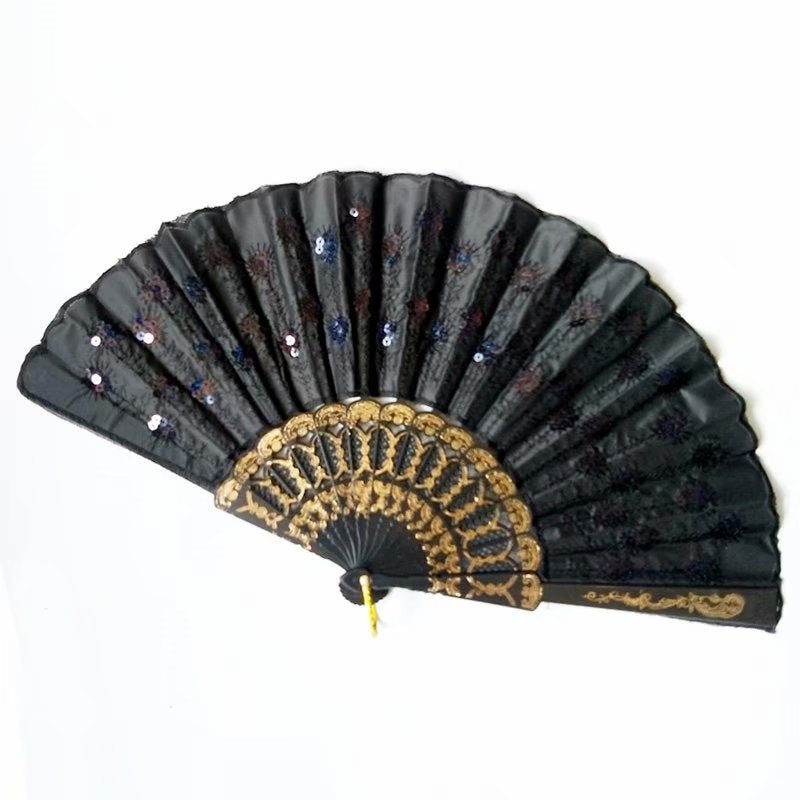 Women's high-quality lace fan with artistic floral motifs Bowlift
