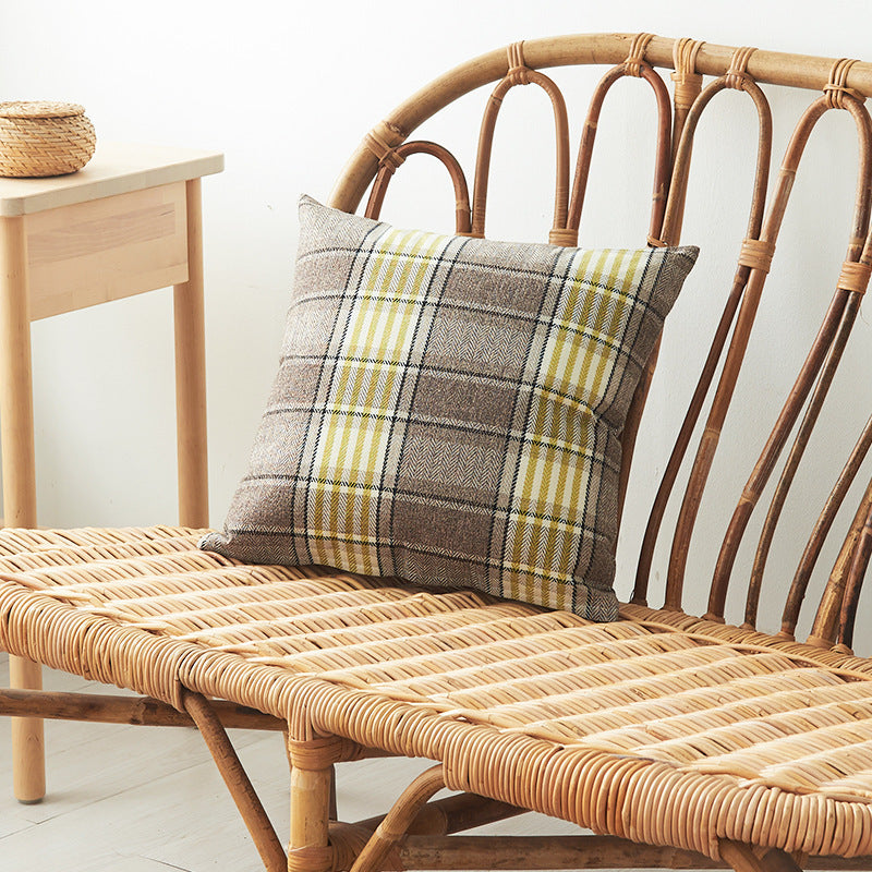 Plaid Textured Decorative Throw Pillow