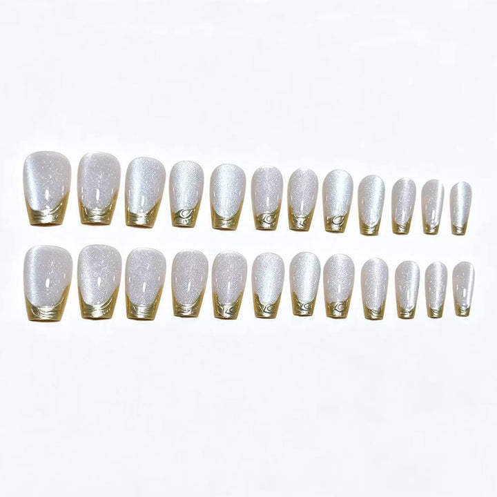 Elegant French Tip Press-On Nail Set Bowlift 1787380647