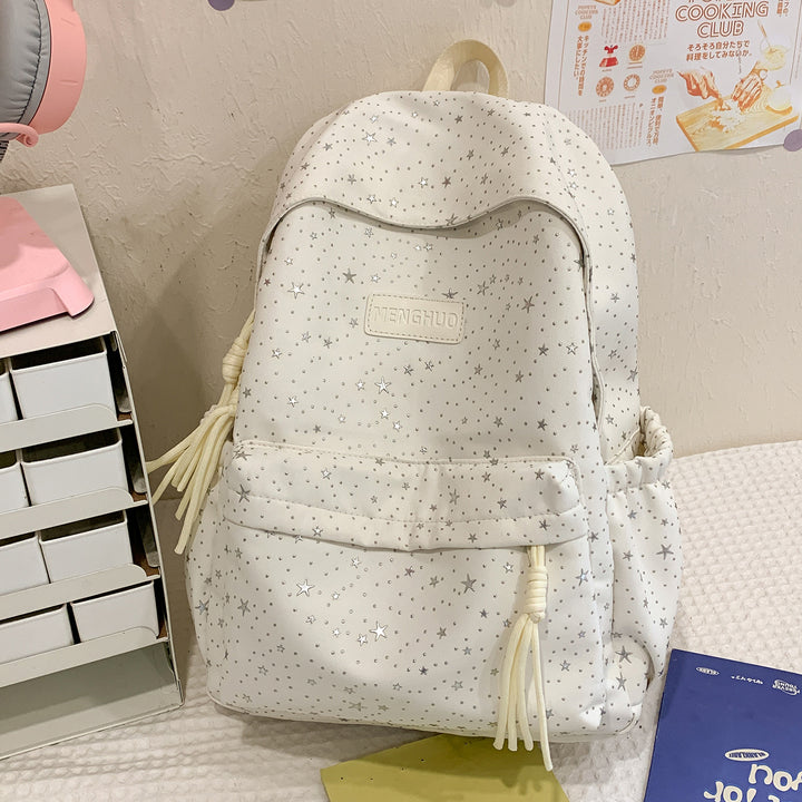 Star-Print Casual School Backpack Bowlift