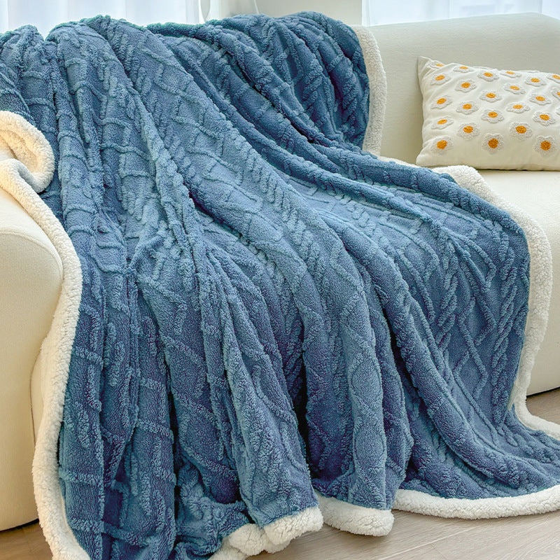 Sherpa-Lined Plush Throw Blanket Bowlift