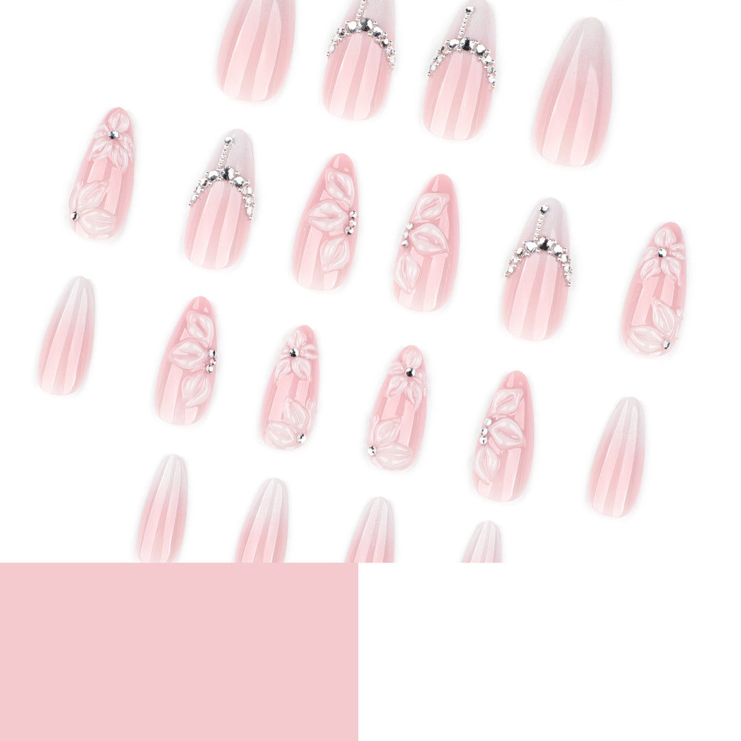Acrylic Nail Extensions with Elegant Flower Design Bowlift
