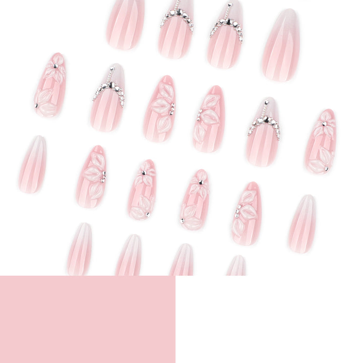 Acrylic Nail Extensions with Elegant Flower Design Bowlift