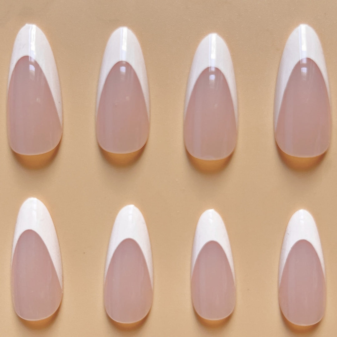 Elegant French Tip Almond-Shaped Nail Extensions Bowlift