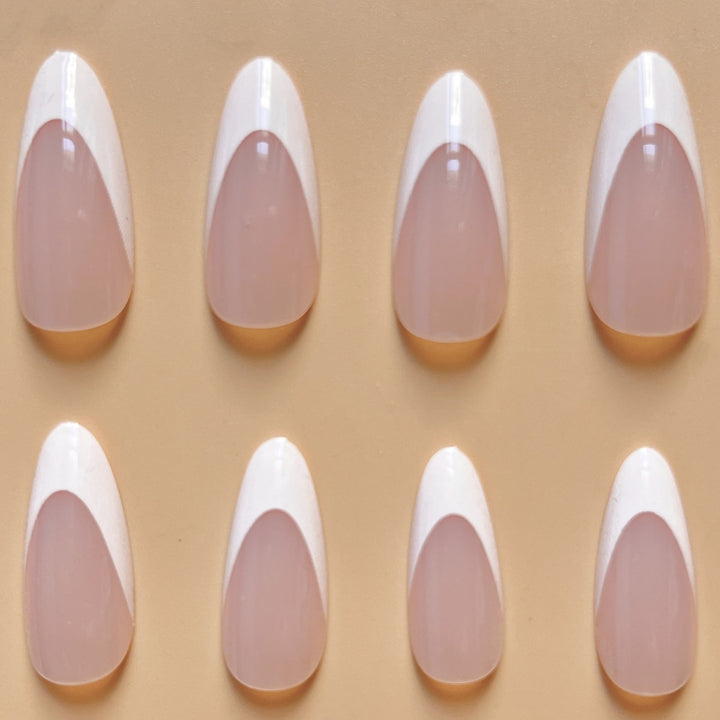 Elegant French Tip Almond-Shaped Nail Extensions Bowlift
