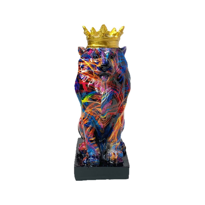Colorful Lion Sculpture with Crown Bowlift