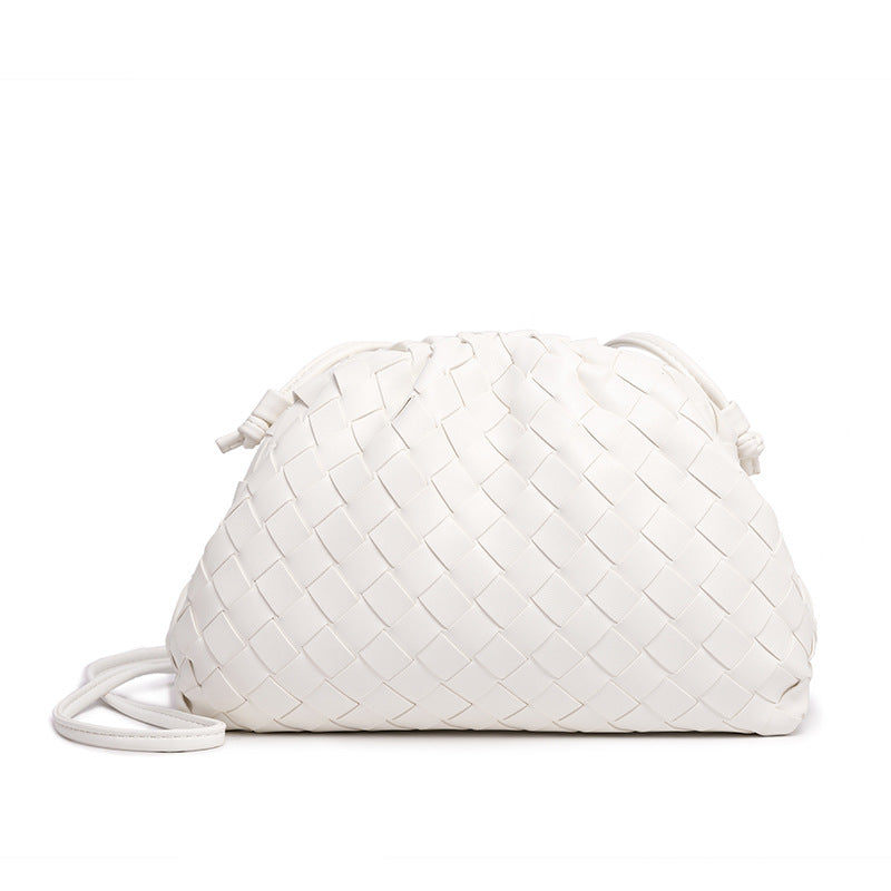 Elegant Woven Leather Bucket Bag Bowlift