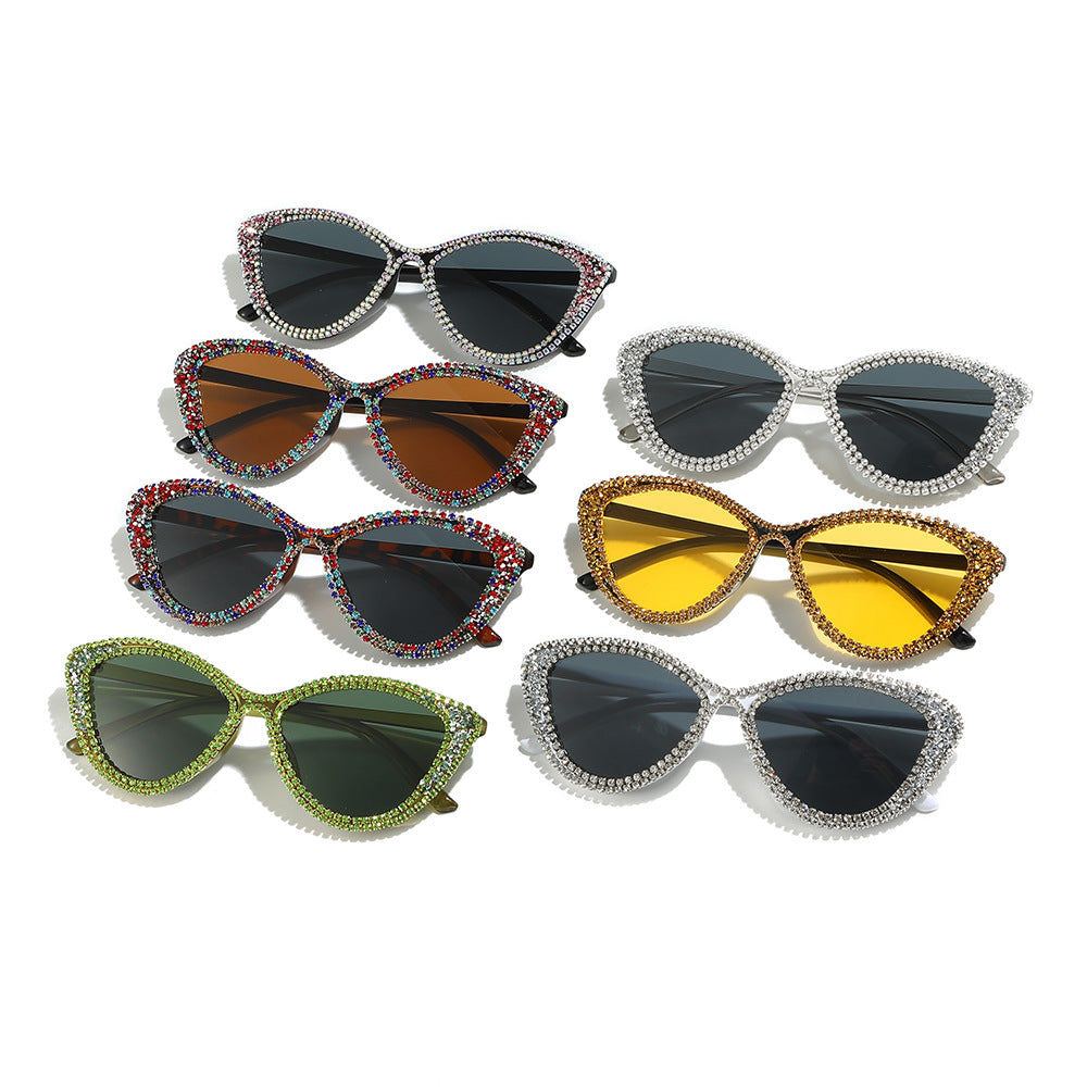 Glamorous Rhinestone-Embellished Cat-Eye Sunglasses Bowlift