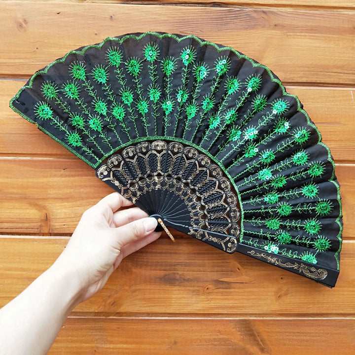Women's high-quality lace fan with artistic floral motifs Bowlift