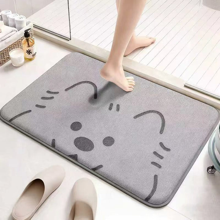 Absorbent Cartoon-Themed Bath Mat Bowlift