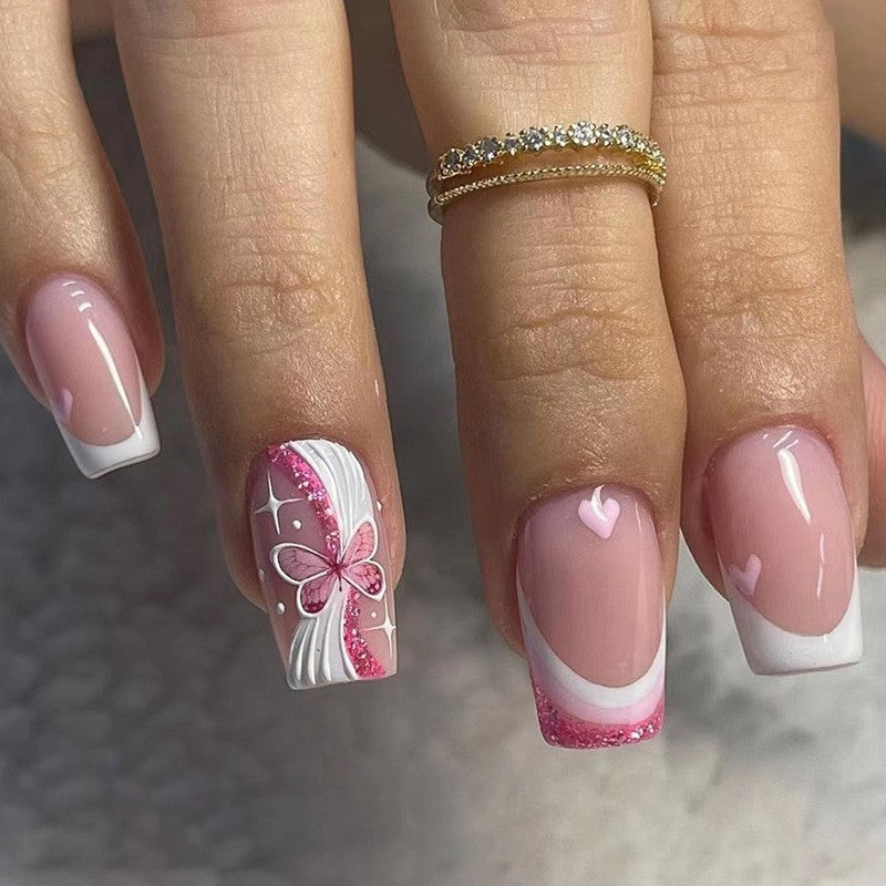 Elegant Floral Bow Press-On Nail Tips Bowlift