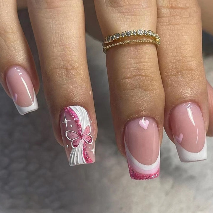 Elegant Floral Bow Press-On Nail Tips Bowlift
