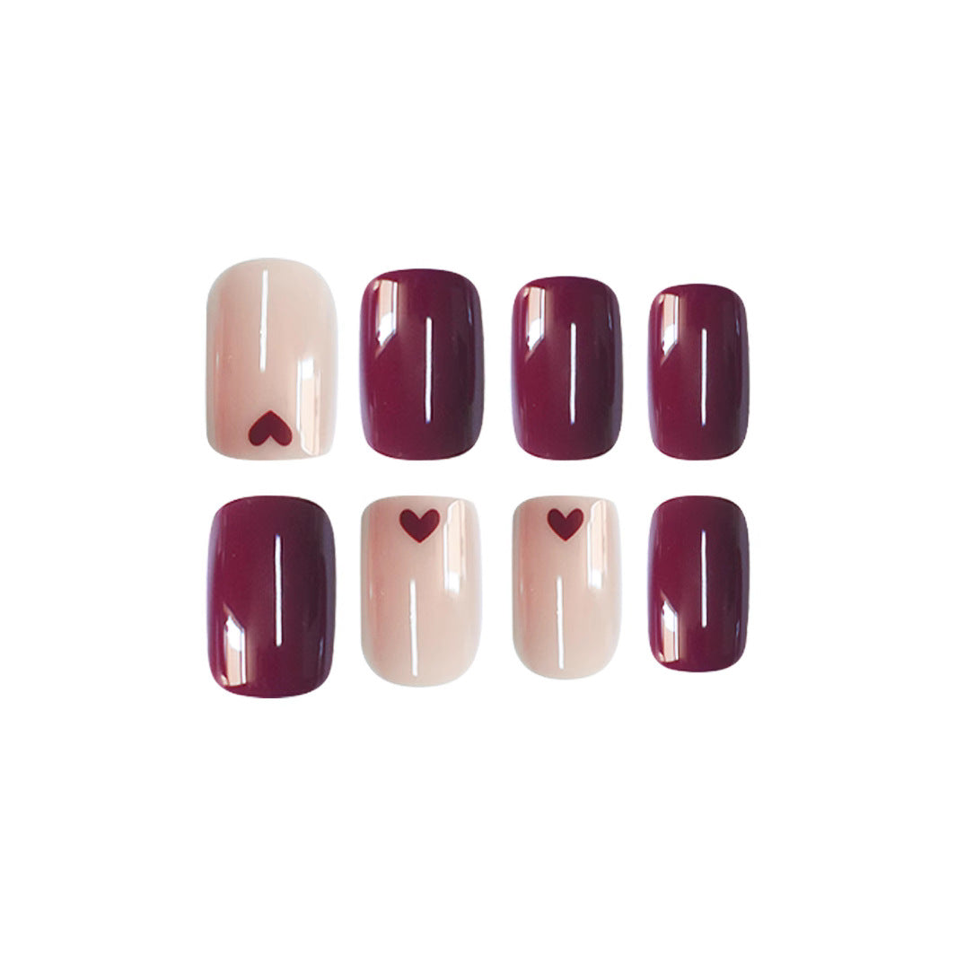 Artistic Heart-Design Press-On Nail Art Bowlift