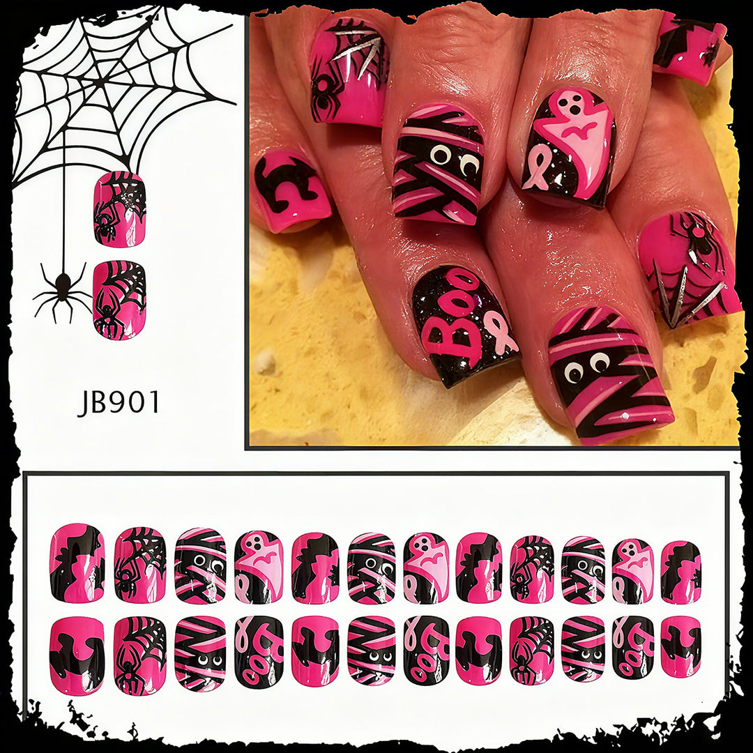Acrylic nail set with Halloween motif and creative designs Bowlift
