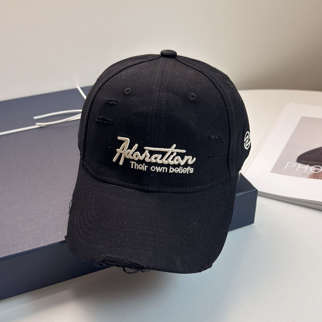 Women's Distressed Embroidered Baseball Cap Bowlift