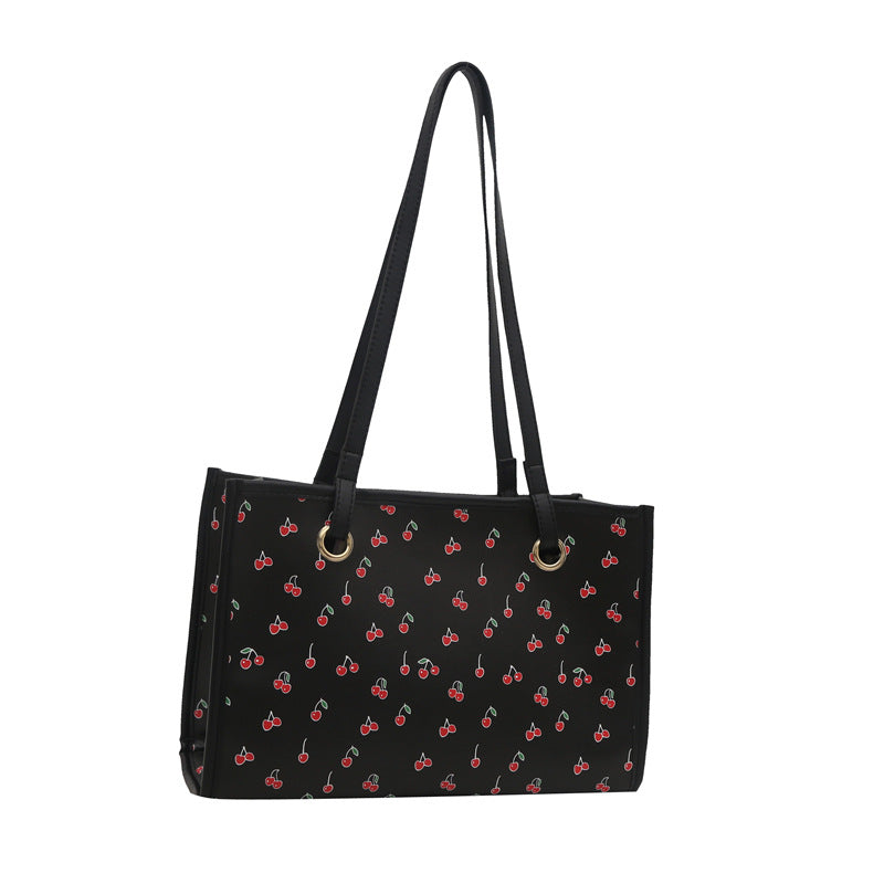 Playful Cherry Print Tote Bag Bowlift