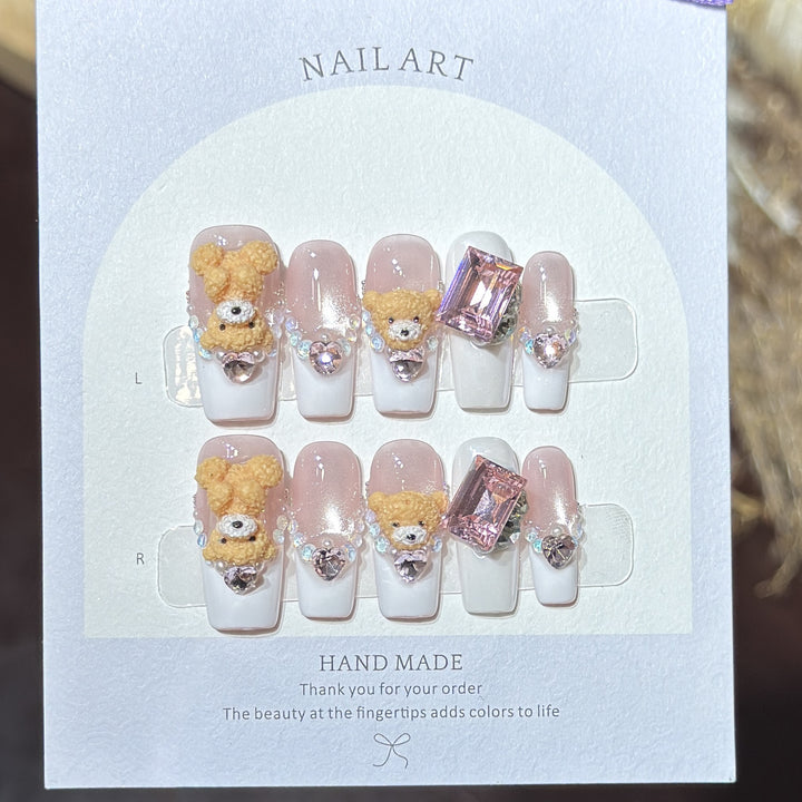 Cute Animal-Inspired Press-On Nail Art Set Bowlift