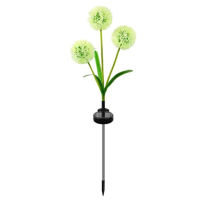 Dandelion-Inspired Solar Garden Stake Lights With Integrated Solar Panel And Dual Floral Globes Bowlift