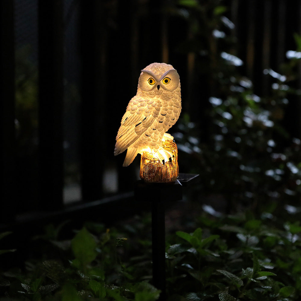 Solar-Powered Owl Garden Stake Light With Realistic Resin Perched Sculpture And Automatic Dusk-To-Dawn LED Bowlift