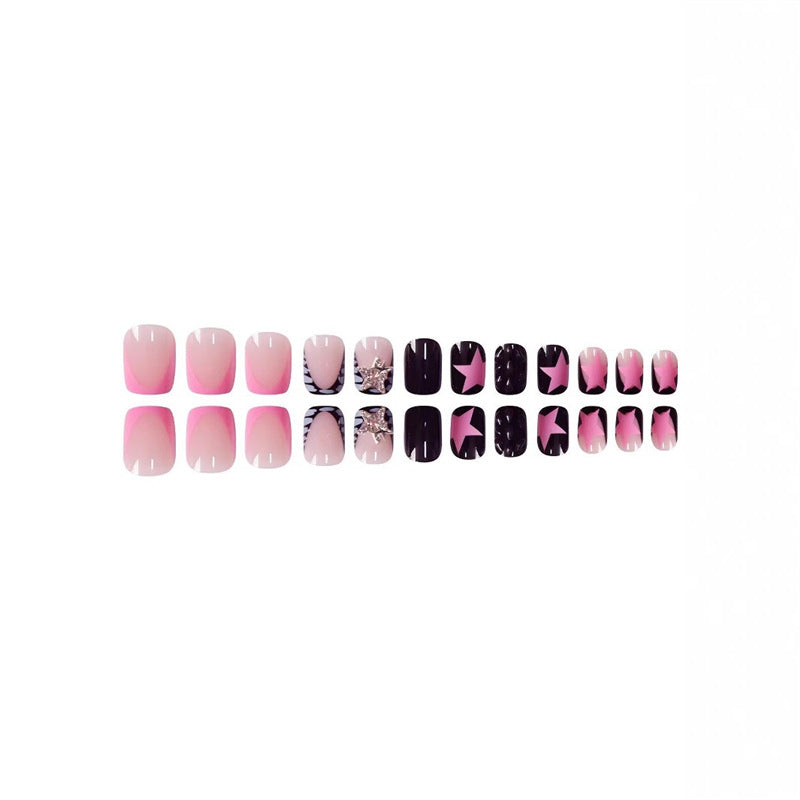 Artistic Press-On Nail Set with Star and Gem Accents Bowlift