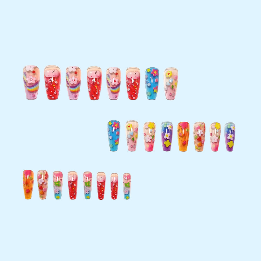 Creative Art Nails with Colorful Flower Design Bowlift