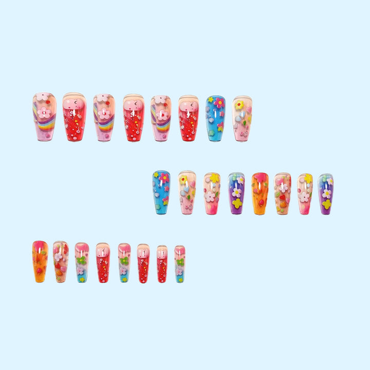 Creative Art Nails with Colorful Flower Design Bowlift