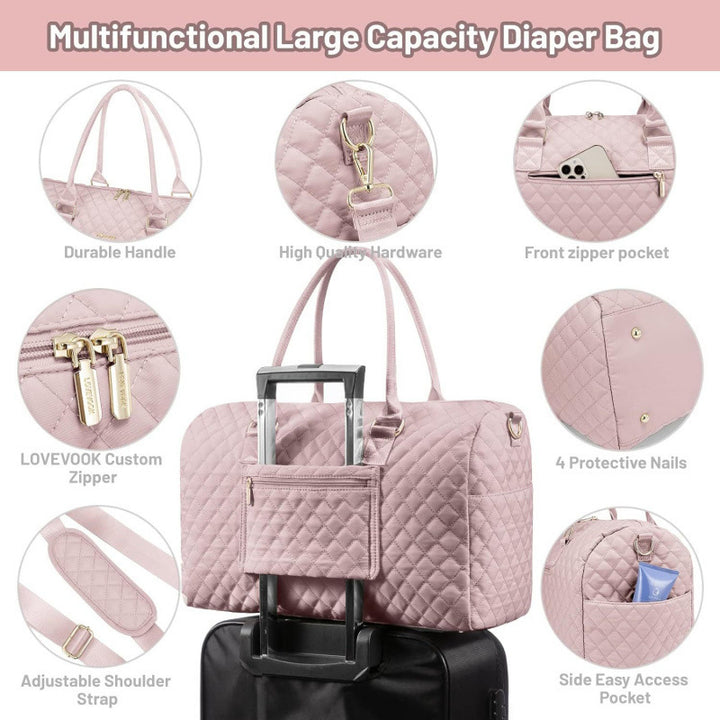 Sophisticated Quilted Travel Tote Set Bowlift
