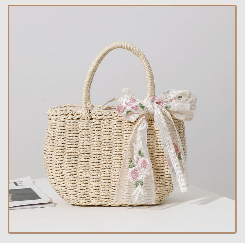 Elegant Bast bag with Floral Bow Detail Bowlift